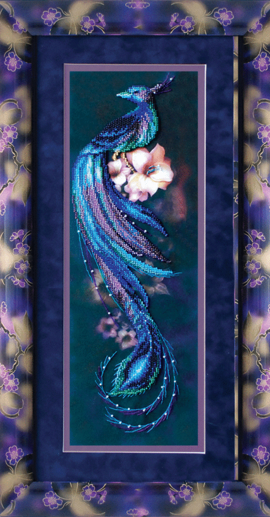 3D beaded embroidery design of a bird, perfect for needlepoint and DIY beaded painting