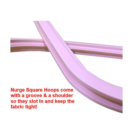 Rectangular plastic embroidery hoop by Nurge, screw included.