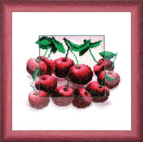 CHERRIES Counted Cross-Stitch and Beadwork Kit on Aida by Charivna Mit.